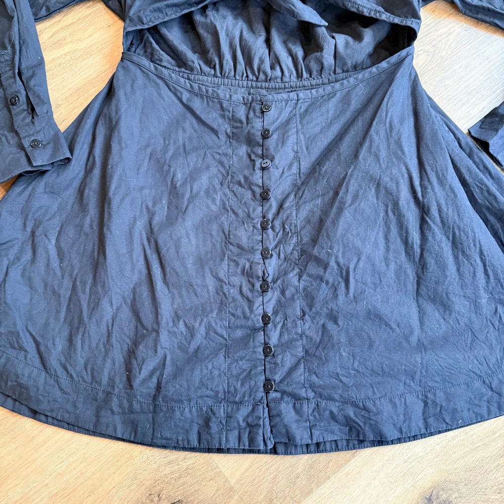 For Love & Lemons Black Organic Cotton Tie Front Cutout Mini Dress Womens Medium - Picture 6 of 9